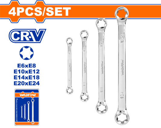 WADFOW Star Box End Wrench Set 4pcs E6-E24 WFR2404