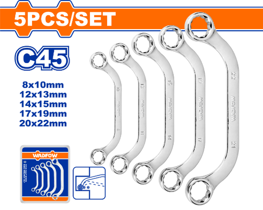 WADFOW Half Moon Ring Wrench Set 5pcs 8-22mm WFR3405