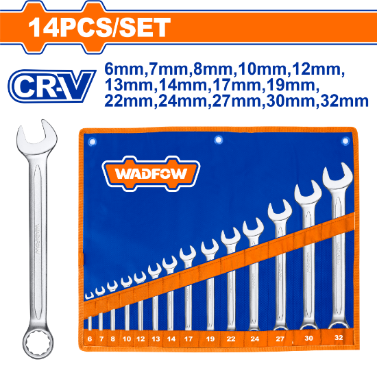 WADFOW Combination Spanner Set 14pcs 6-32mm WSP1M14