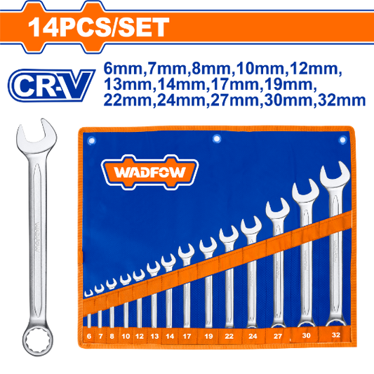 WADFOW Combination Spanner Set 14pcs 6-32mm WSP1M14