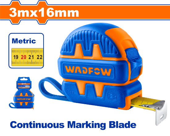 WADFOW Tape Measure 3m x 16mm Rubber Coated WMT1211