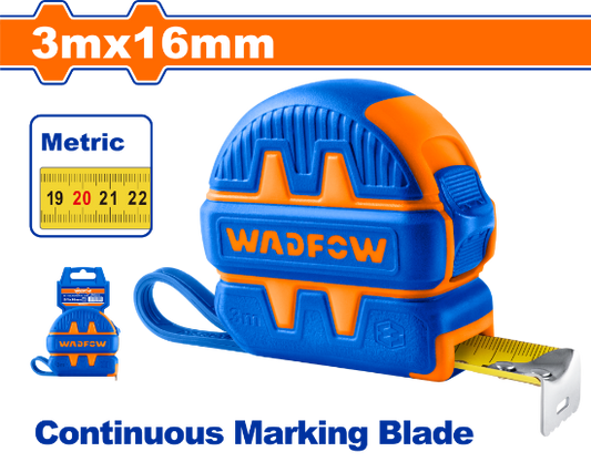 WADFOW Tape Measure 3m x 16mm Rubber Coated WMT1211