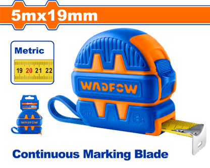 WADFOW Tape Measure 5m x 19mm Rubber Coated WMT1221