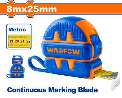 WADFOW Tape Measure 8m x 25mm Rubber Coated WMT1241