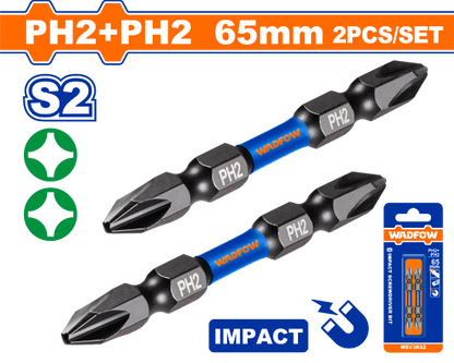WADFOW Impact Screwdriver Bits PH2 65mm 2pcs WSV3K62