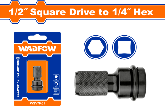 WADFOW Socket Adapter 1/2in Square to 1/4in Hex WSV7K01