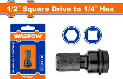 WADFOW Socket Adapter 1/2in Square to 1/4in Hex WSV7K01