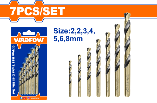 WADFOW Metal Drill Bit Set 7pcs 2-8mm WTD3K01