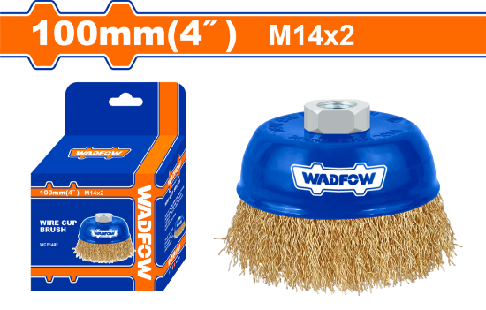 WADFOW Brass Wire Cup Brush 4in 100mm M14 WCE1402