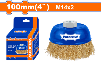 WADFOW Brass Wire Cup Brush 4in 100mm M14 WCE1402