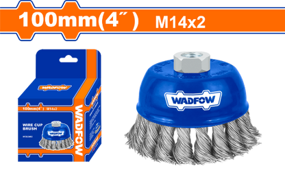 WADFOW Twist Knot Steel Cup Brush 4in 100mm M14 WCE2402