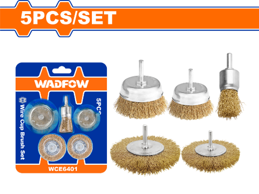 WADFOW Brass Wire Brush Set for Drill 5pcs WCE6401