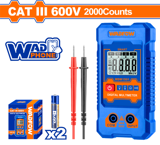 WADFOW Digital Multimeter True RMS 2000 Counts 600V WDM1501