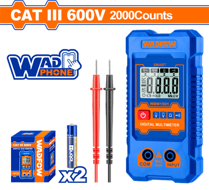 WADFOW Digital Multimeter True RMS 2000 Counts 600V WDM1501