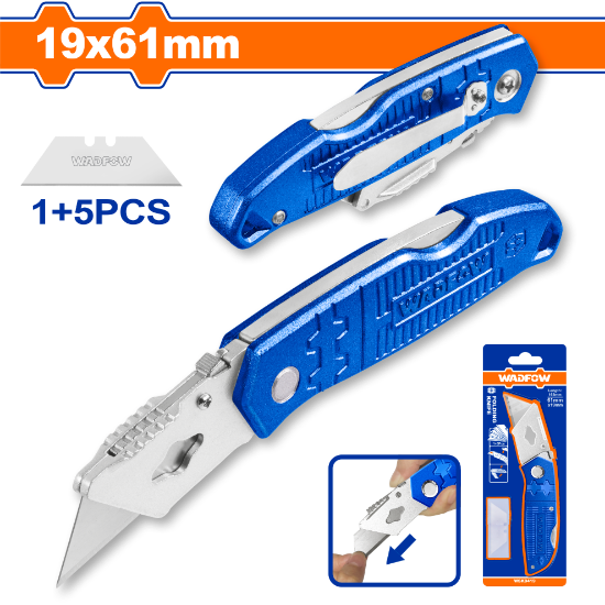 WADFOW Folding Utility Knife 61x19mm with 1+5 Blades WSK9419