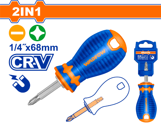 WADFOW 2 in 1 Stubby Screwdriver PH2 & SL6.5 WSS45M1