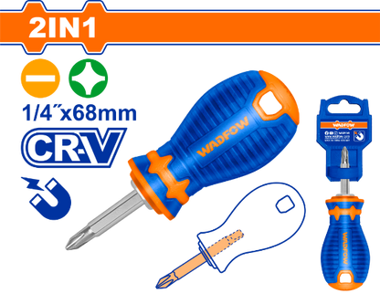 WADFOW 2 in 1 Stubby Screwdriver PH2 & SL6.5 WSS45M1