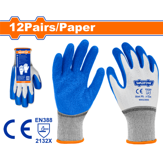 WADFOW Latex Coated Work Gloves Size XL Textured Palm WXG3802