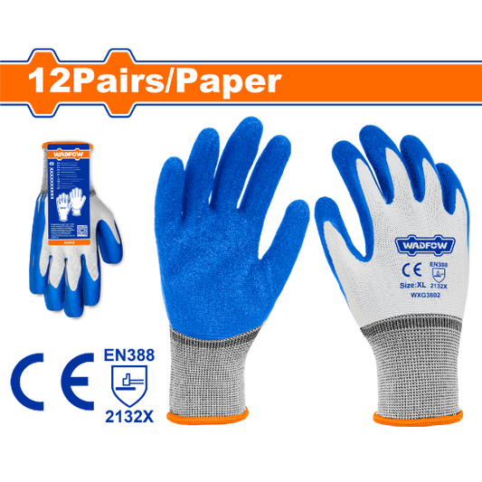 WADFOW Latex Coated Work Gloves Size XL Textured Palm WXG3802