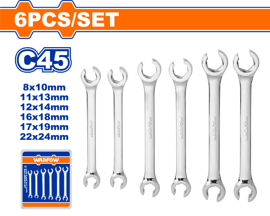WADFOW Flare Nut Wrench Set 8-24mm 6pcs WDS2406