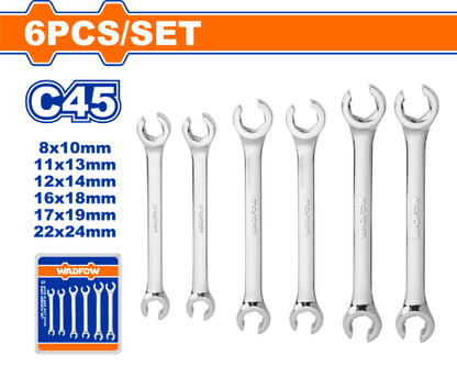 WADFOW Flare Nut Wrench Set 8-24mm 6pcs WDS2406