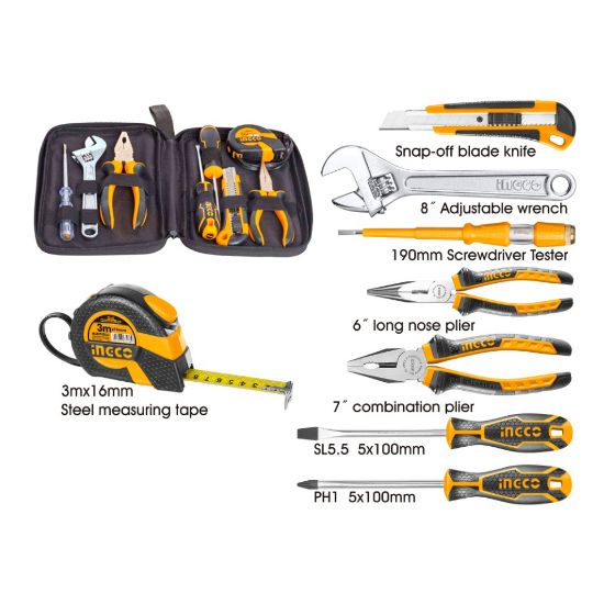 INGCO Hand Tool Set 8pcs with Canvas Bag HKTH10808