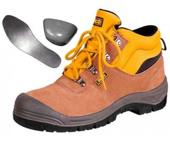 INGCO Leather Safety Shoes Steel Toe and Steel Midsole Size 40 SSH02S1P.40