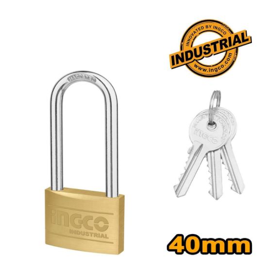 INGCO Brass Padlock Long Shackle 40mm DBPL0402L