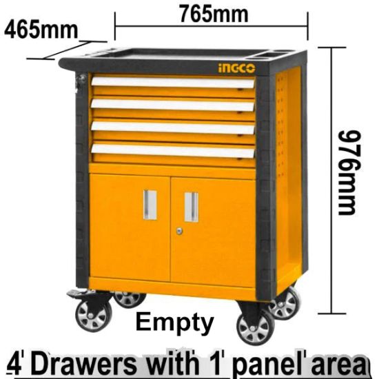 INGCO Roller Tool Cabinet 4 Drawers 2 Doors Empty HDTC01042