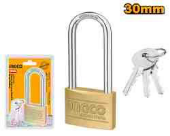 INGCO Brass Padlock Long Shackle 30mm DBPL0302L