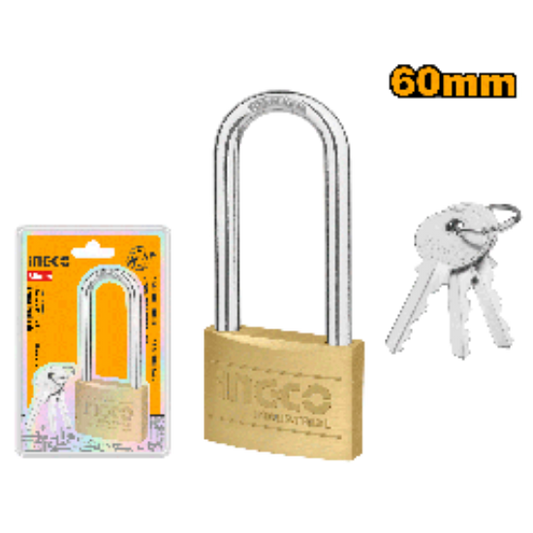 INGCO Brass Padlock Long Shackle 60mm DBPL0602L
