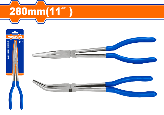 WADFOW Extra Long Reach Long Nose Pliers 11in 280mm 45° Bent WPL2E11