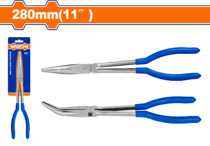 WADFOW Extra Long Reach Long Nose Pliers 11in 280mm 45° Bent WPL2E11
