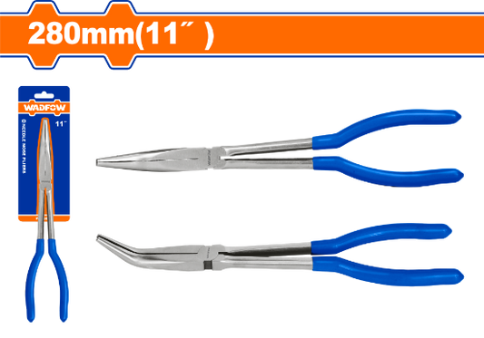 WADFOW Extra Long Reach Long Nose Pliers 11in 280mm 45° Bent WPL2E11