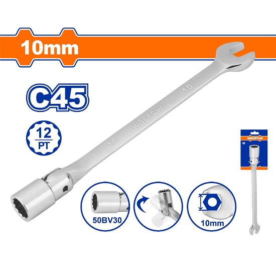 WADFOW Flex Head Combination Socket Wrench 10mm WTH1E10