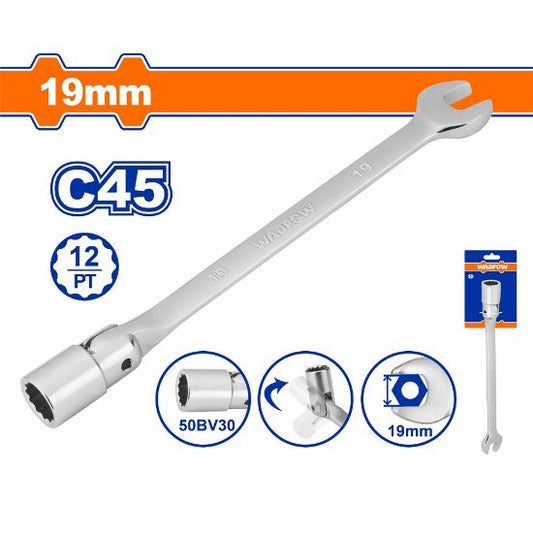WADFOW Flex Head Combination Socket Wrench 19mm WTH1E19