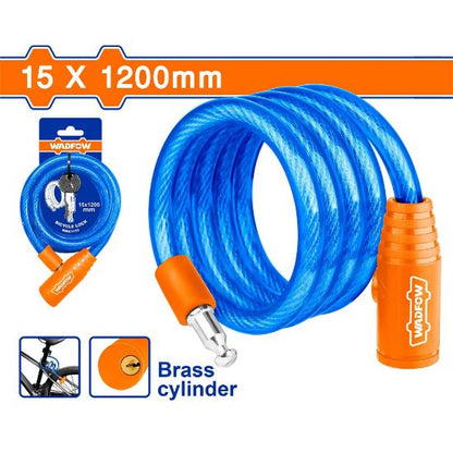 WADFOW Bicycle Cable Lock 15x1200mm with Keys WBK1115