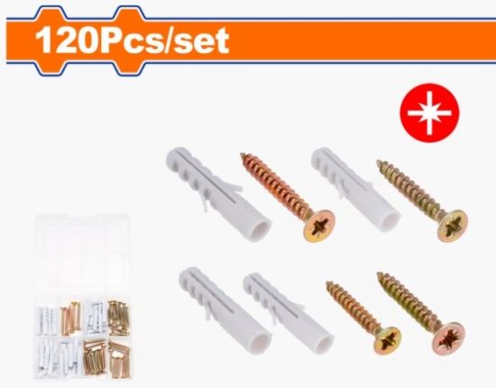 WADFOW Screw and Wall Plug Assortment Box 120pcs WXT3B01