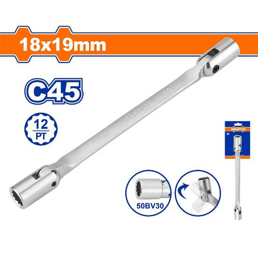 WADFOW Double End Flex Head Socket Wrench 18x19mm WTH2E06