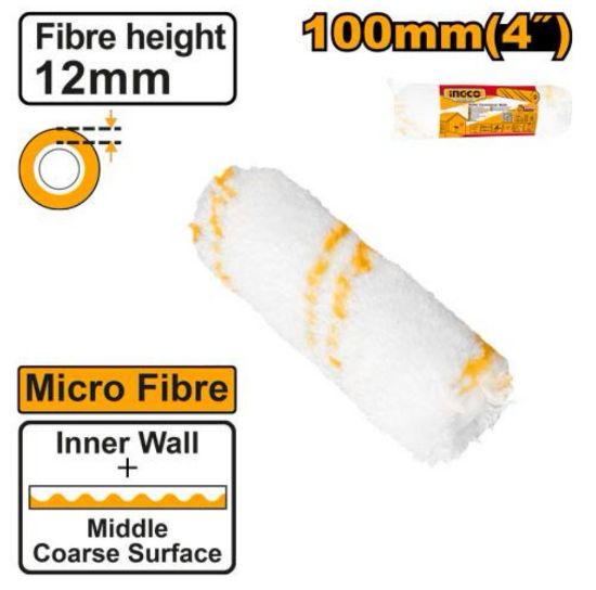INGCO HRC3610012 Microfibre Paint Roller Cover 4in 12mm Pack of 10