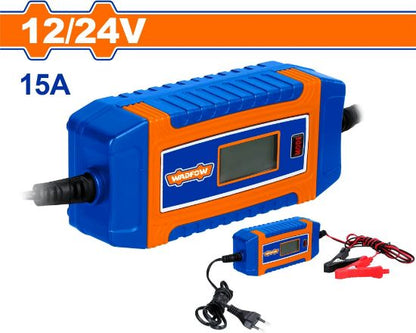 WADFOW Car Battery Charger 12/24V 15A LCD up to 220Ah WBY1A151