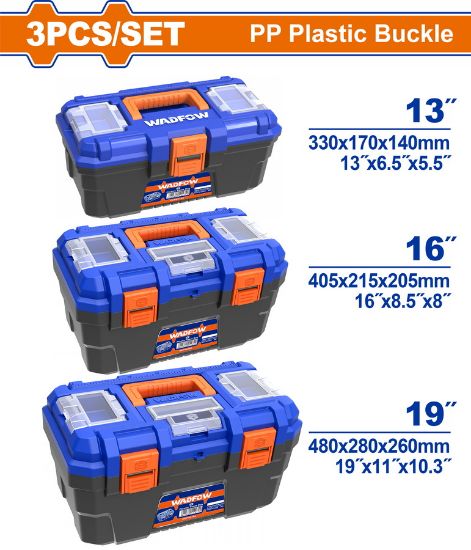 WADFOW Plastic Tool Box Set 3pcs 13+16+19in WTB2103