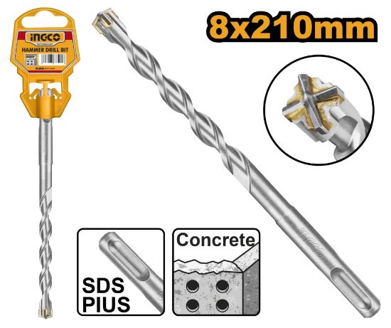 INGCO DBH1210803C | ريشة حفر SDS Plus 8x210 ملم 4 رؤوس