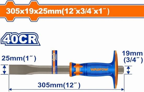 WADFOW Flat Chisel with Rubber Hand Guard 25x19x305mm WCC2312