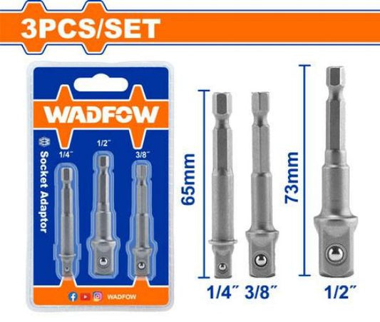 WADFOW Socket Adapter Set 3pcs 1/4in Hex 1/4in 3/8in 1/2in WSV4K01