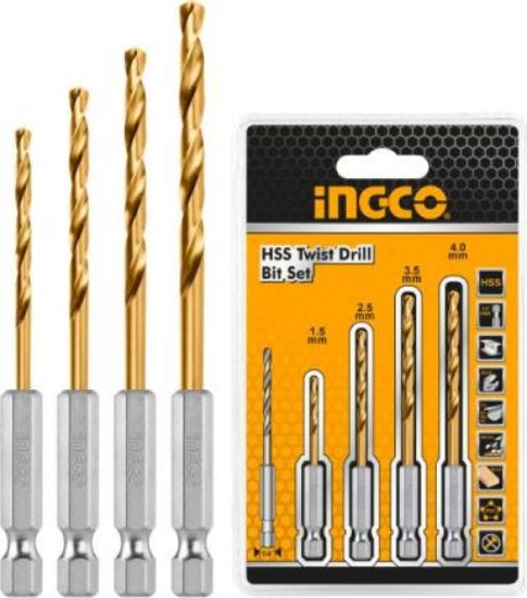 INGCO AKD1401 | طقم ريش حفر HSS 4 قطع (علبة 25 طقم)