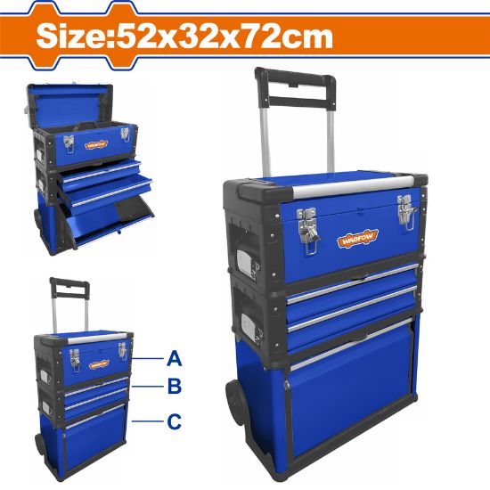 WADFOW Rolling Tool Box Set 3-in-1 with Telescopic Handle WTB6A72