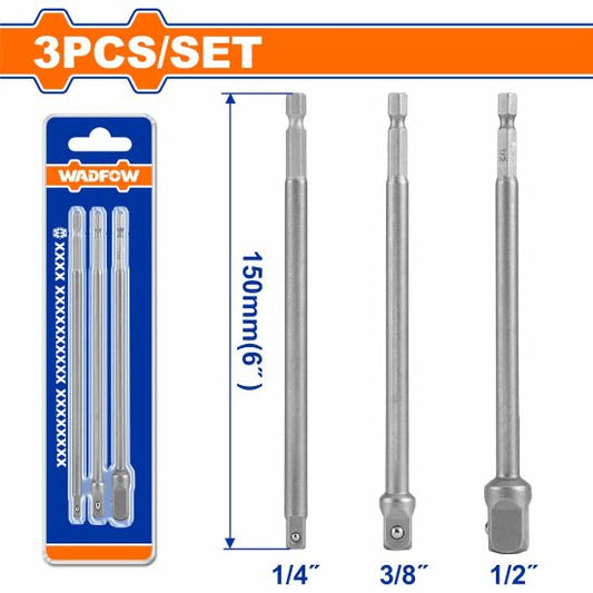 WADFOW Socket Adapter Set 1/4in Hex 150mm 3pcs WSV4K03