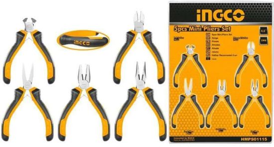 INGCO HMPS01115 Mini Pliers Set 5 Piece 4.5in Box of 5