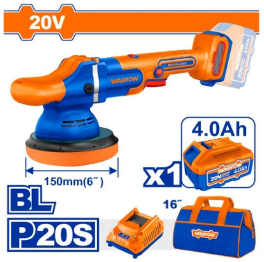 WADFOW Cordless Polisher 20V 150mm Brushless with 4Ah Battery and Charger WHL2B151